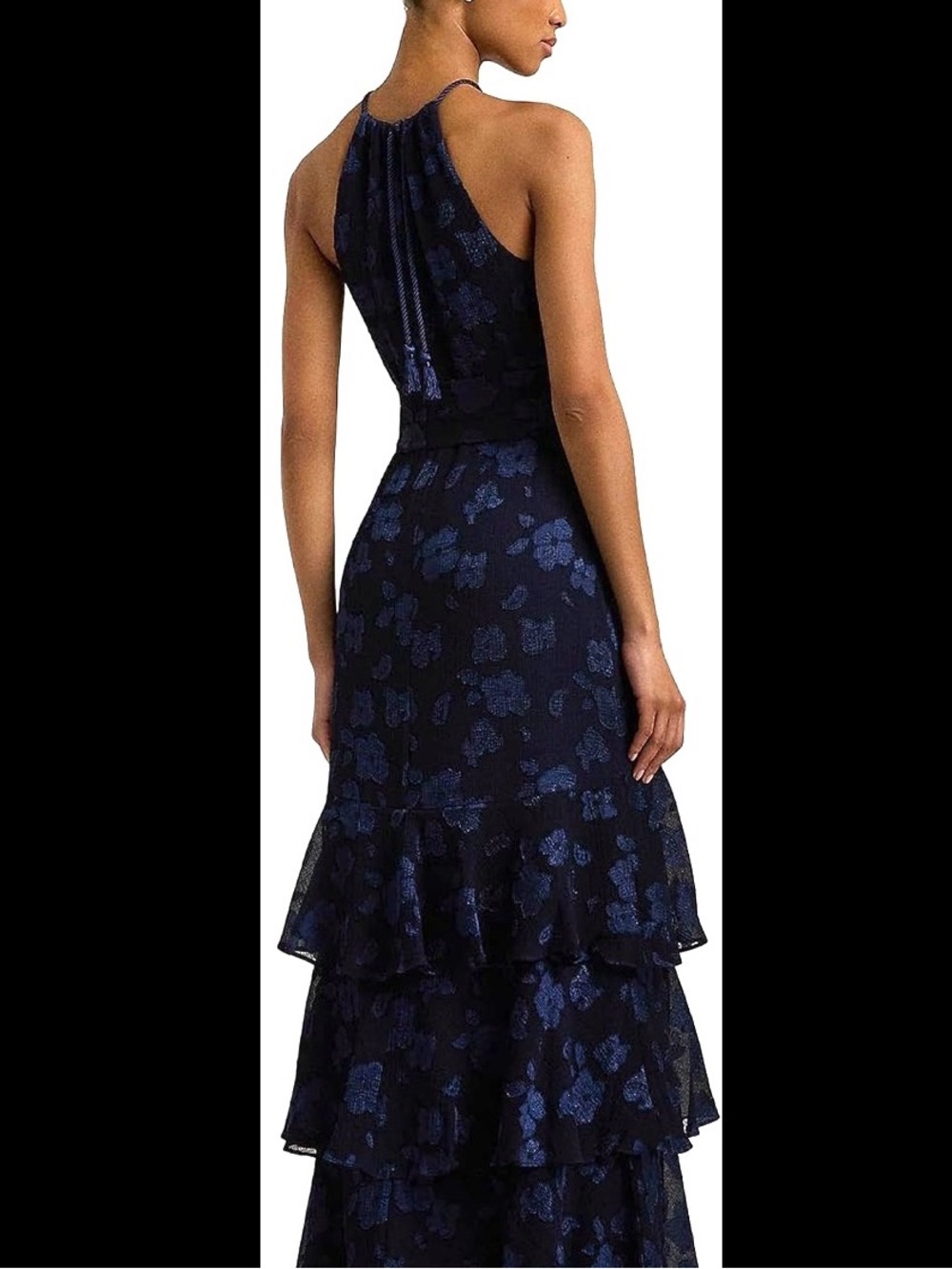 Ralph Lauren Navy Floral Halter Tiered Maxi Dress, size 10 - Picture 4 of 4